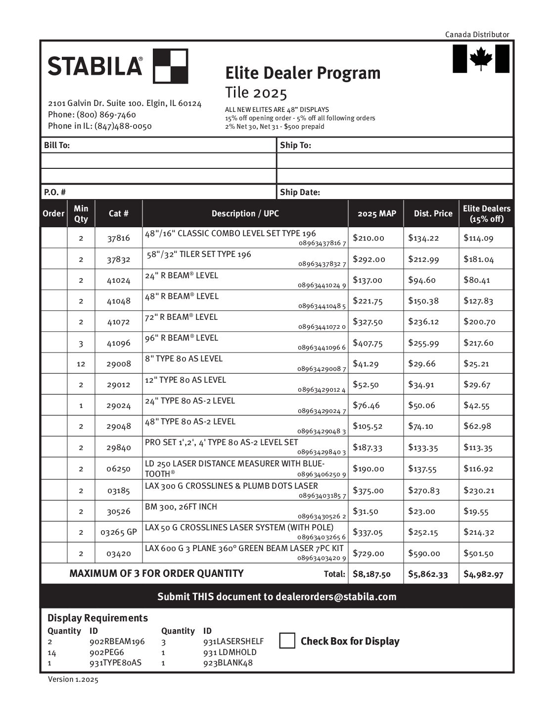 Elite Dealer Tile 2025 - Canada