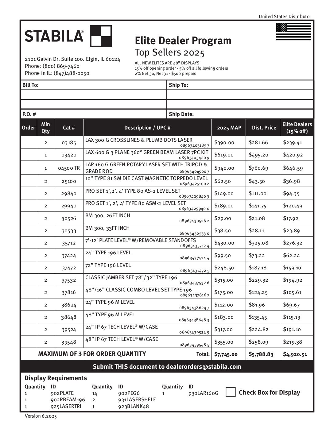 Elite Dealer Top Sellers 2025 - US