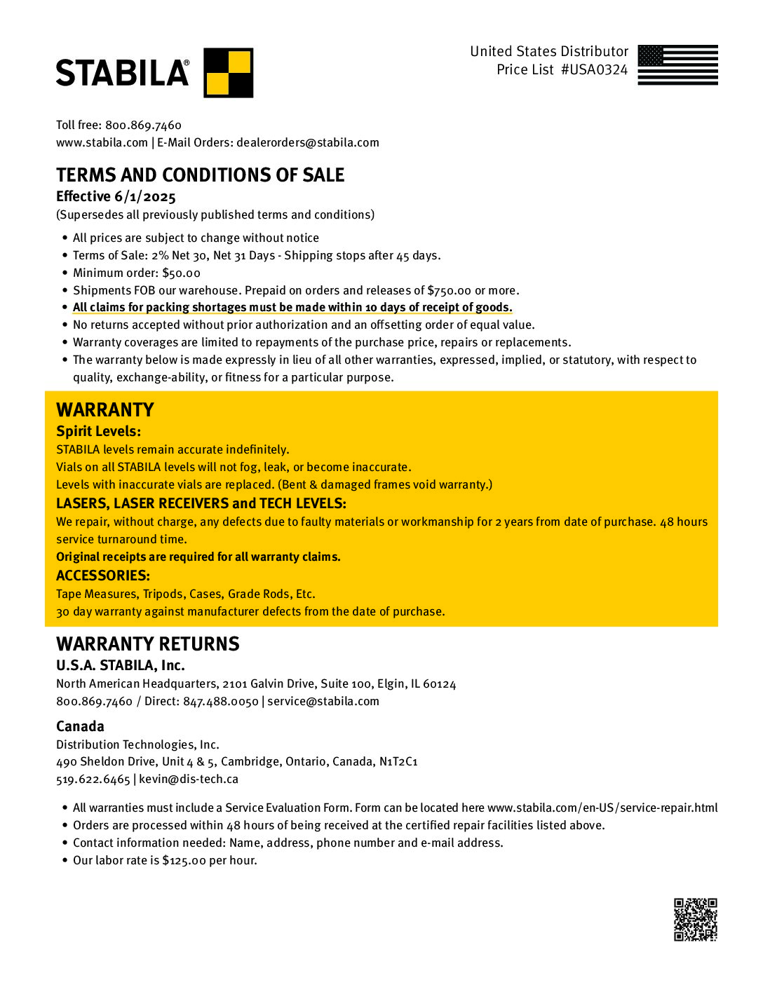 USA Price Booklet - 2025 Q2